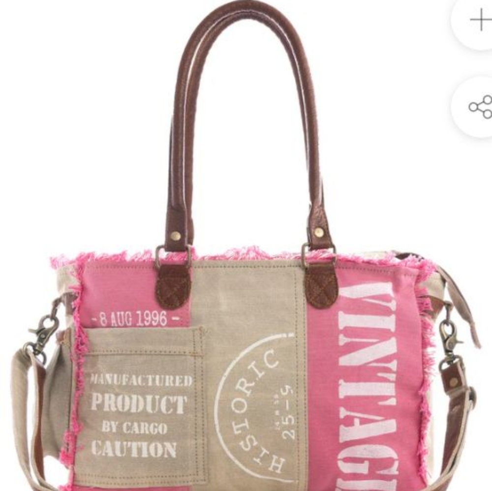 Myra Bag Pink and Tan Tote with Versatile Design